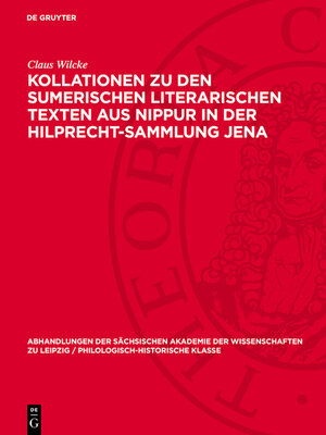 cover image of Kollationen zu den Sumerischen Literarischen Texten aus Nippur in der Hilprecht-Sammlung Jena